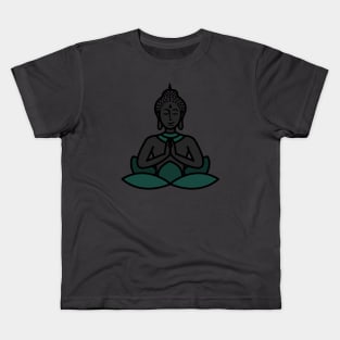 Meditating Buddha, Geometric Mandala Inspired, Motivational Inspiration Teal Kids T-Shirt